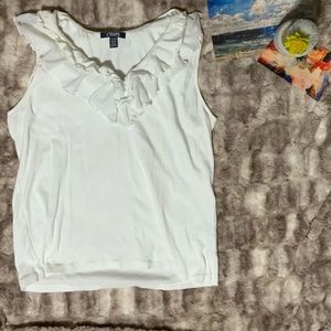 Chaps Frills White Petite Shirt